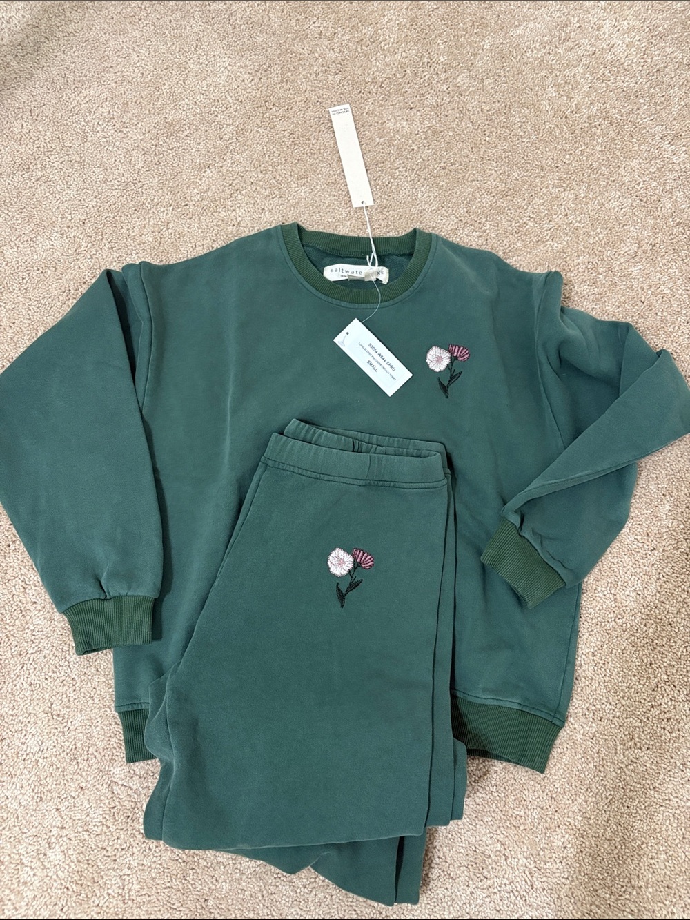 Anthropologie Green Crewneck Sweat Set - Picture 7 of 7